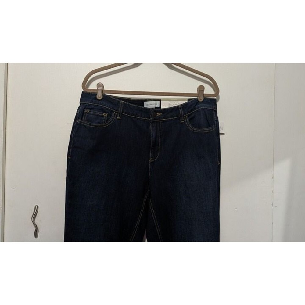 Liz Claiborne Dark Blue Denim Women's Curvy Fit Skinny Leg Jeans sz. 14 - Picture 2 of 4